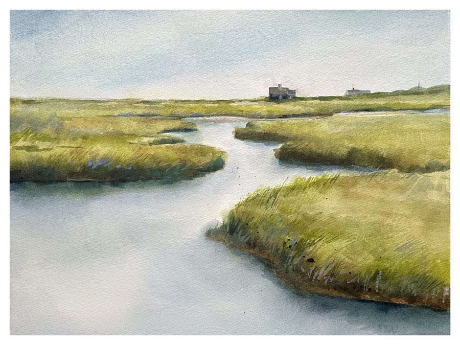 Across The Marsh 1, watercolor artwork
