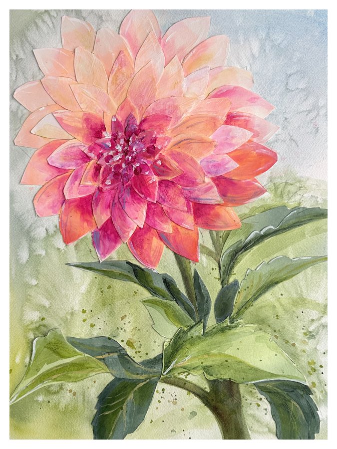City Dahlia 1, watercolor artwork