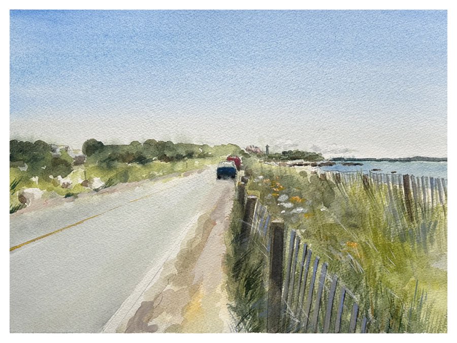 Road To Nobska Light, watercolor artwork