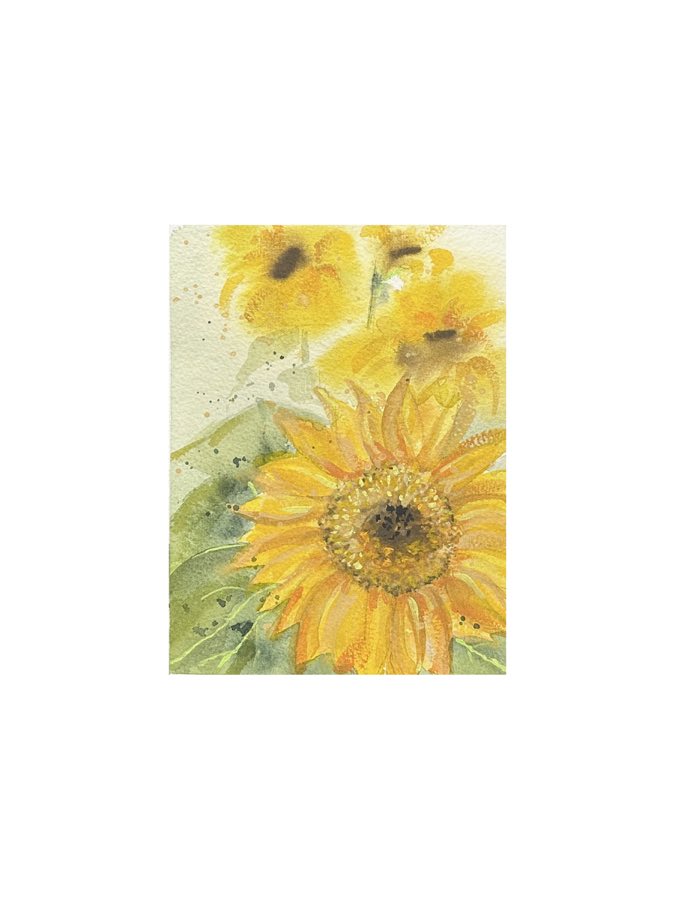 City Sunflowers, watercolor artwork
