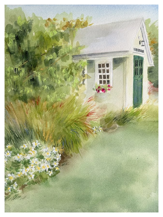 The Garden Shed, watercolor artwork
