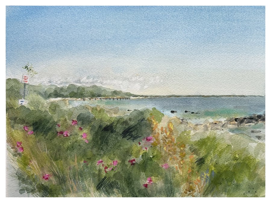 View Beyond Nobska Light, watercolor artwork
